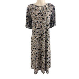 Catherines Fall Leaf Print Cutout Shift Dress Flutter Sleeves Size 1X 16 18 Plus